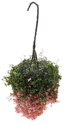 Dollhouse Miniature Hanging Basket: Fuchsia, Large